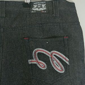 Noiz Jean Gray Distressed  Denim Red Stitch Pocket